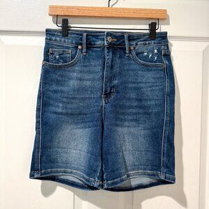 Judy Blue Jean Shorts Distressed Long 7" Inseam Stretch Festival Country M 7/9